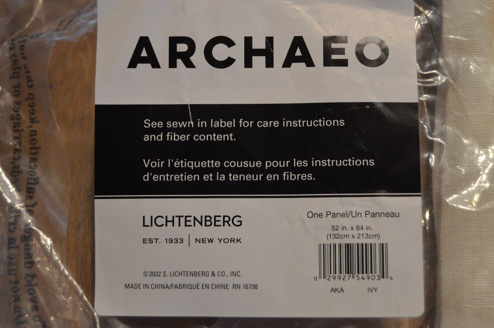 Lichtenberg Archaeo One Grommet Panel Off White Linen,52 x 84″,New