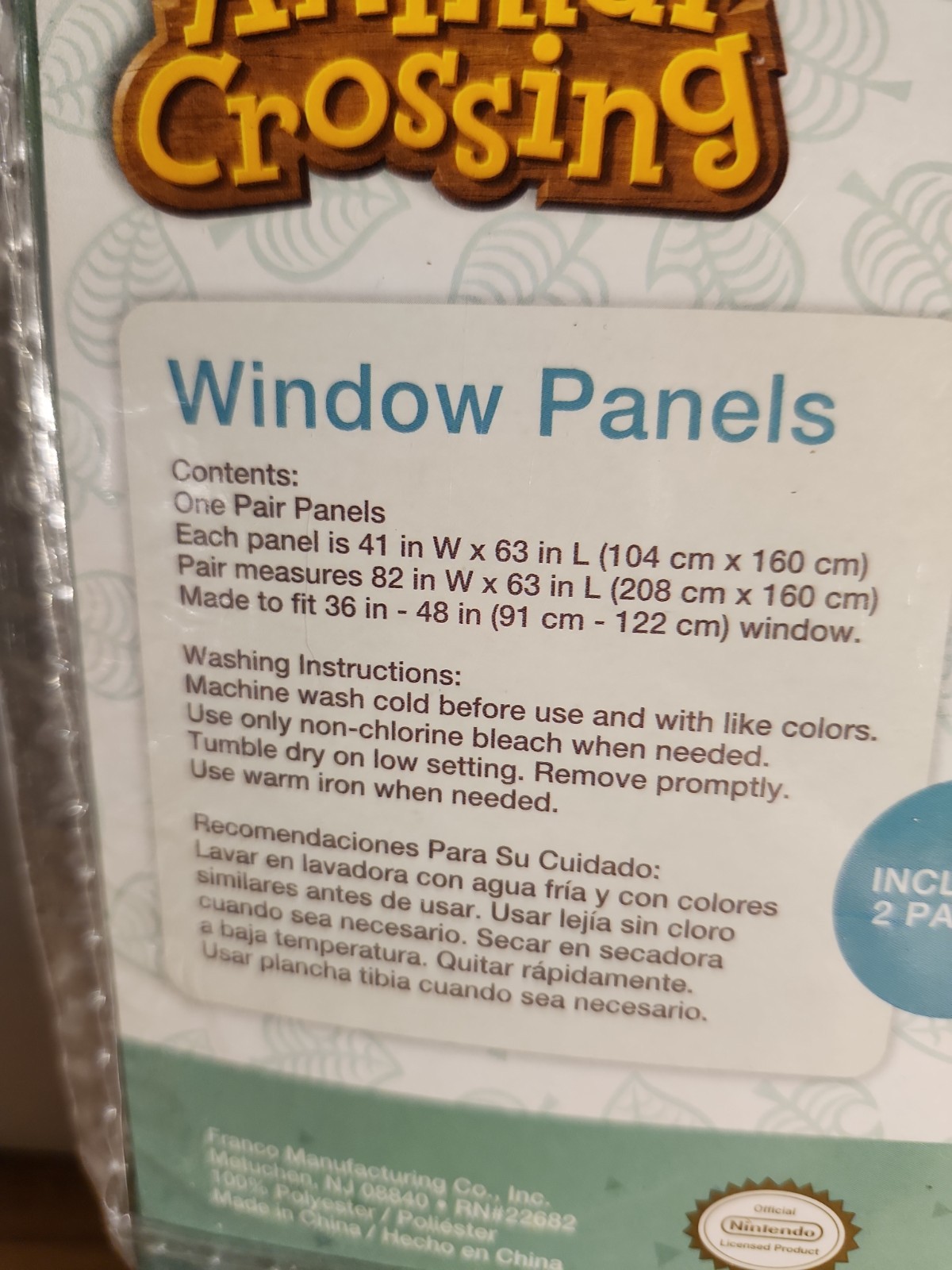Animal Crossing “Welcome Islanders” Window Curtain Set, 2 Panels, 82″W x 63″L