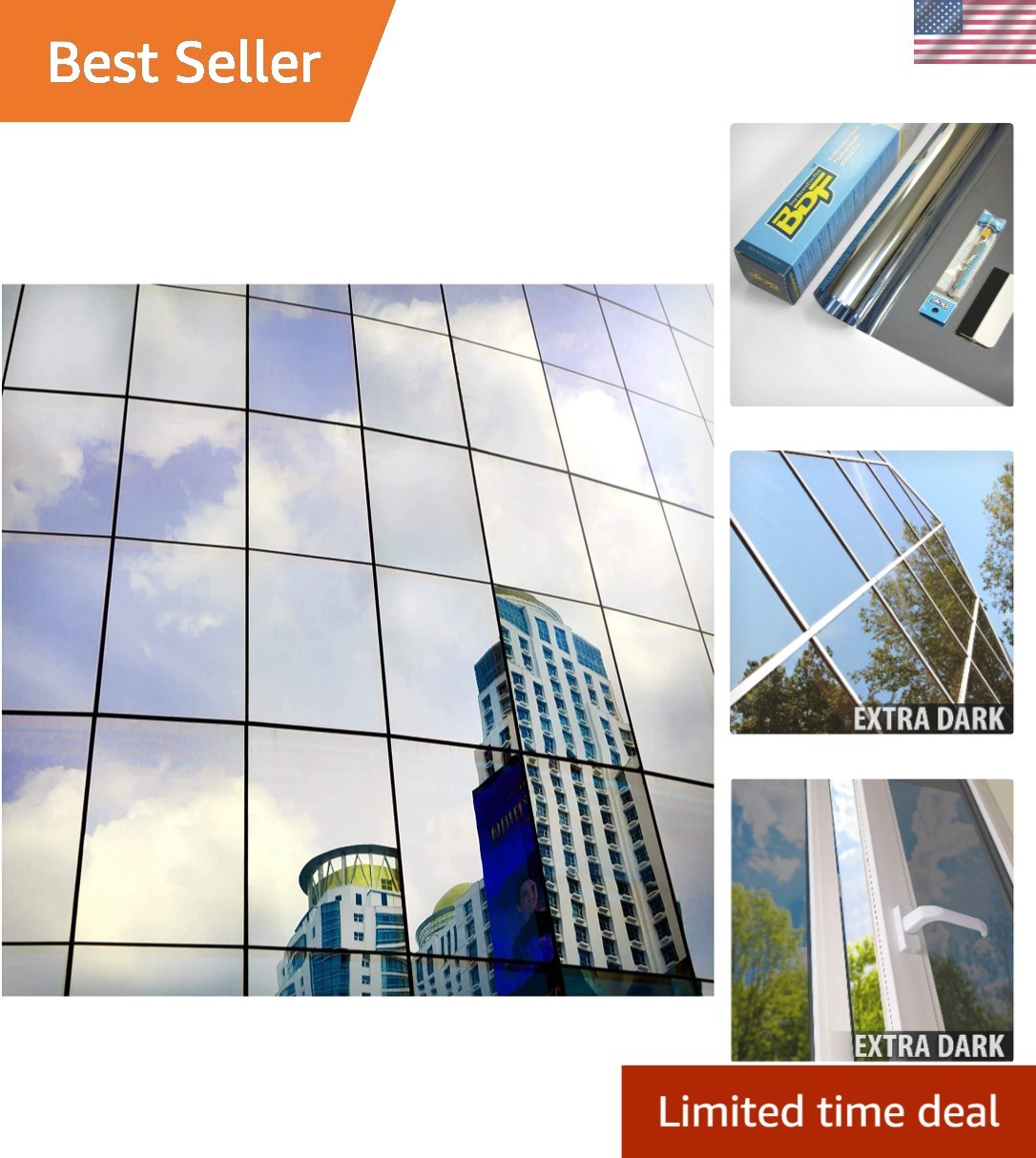High-Performance Mirror Silver Window Film 12in x 49ft – Easy Installation