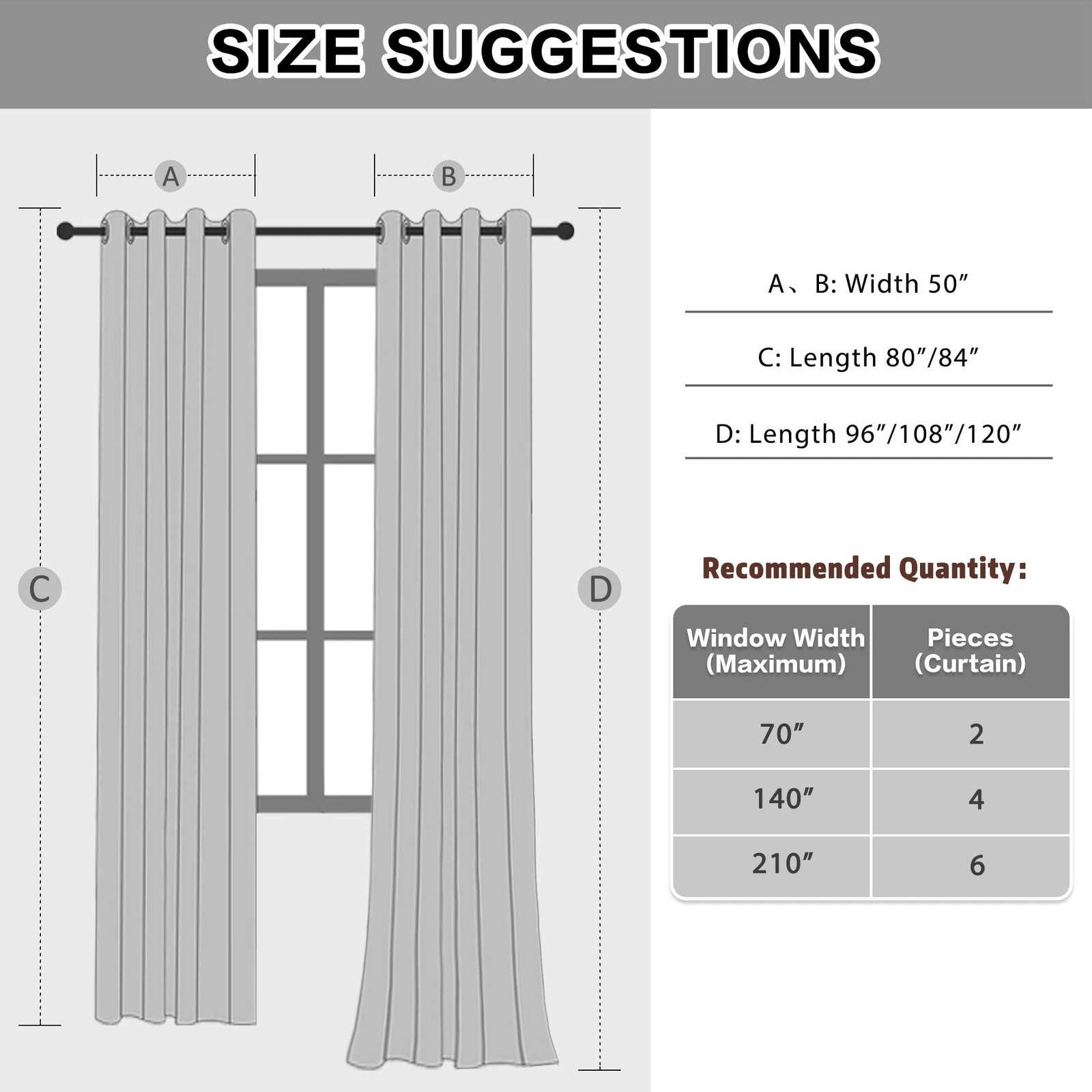 Oyring Soundproof Curtains 3-In-1 Beige Blackout Curtains 108 Inches Long For