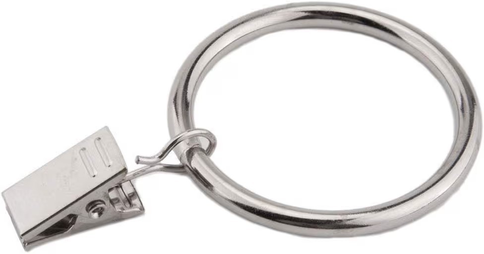 Curtain Rings with Clips Silver 55mm 10 Pack Extra Large 2 1/2 Inch Nickel Metal