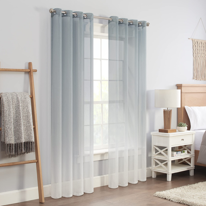 Eclipse Ines Printed Ombre Textured Light Filtering Grommet Window Curtains For