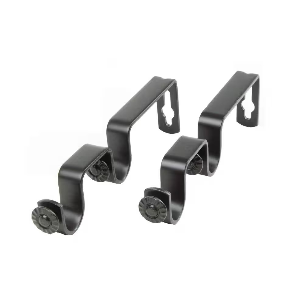 Black Metal Double 6 In. Projection Curtain Rod Bracket (Set of 2)