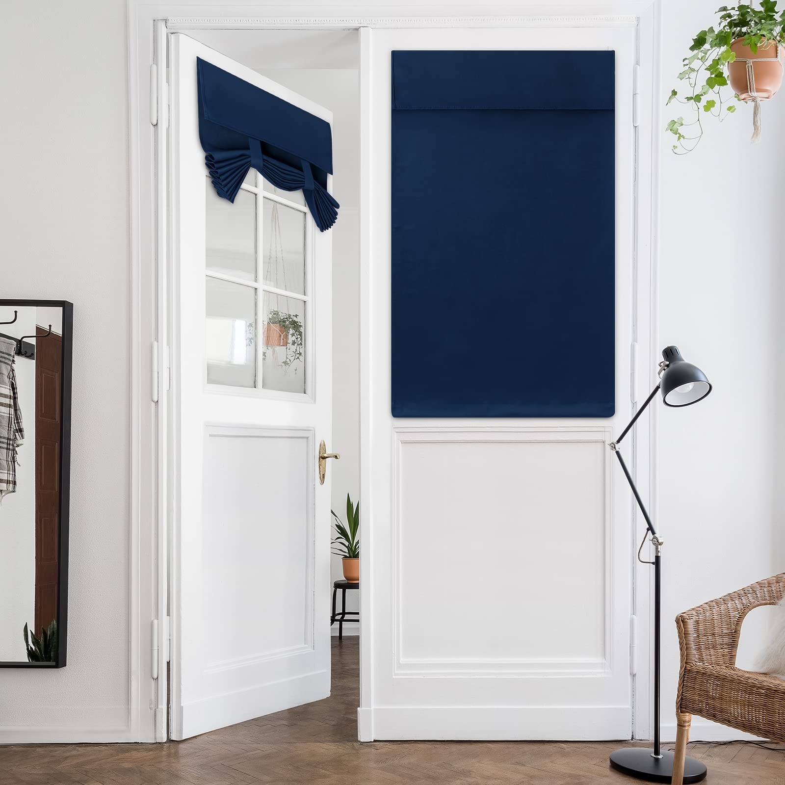 HOMEIDEAS Navy French Door Curtains Blue Privacy Blackout Door Curtains, 26 X 40