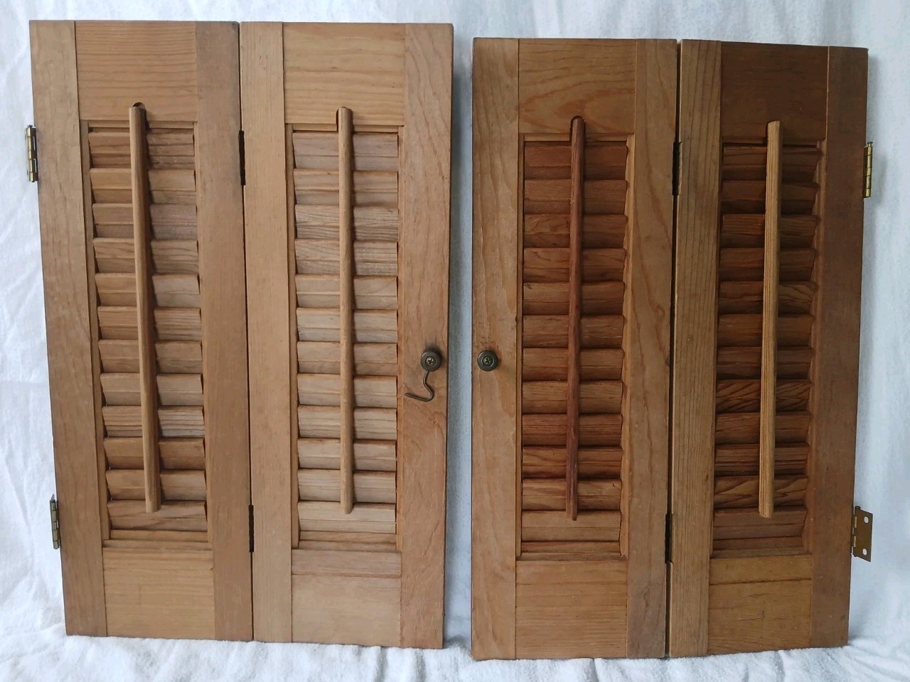 Vintage Plantation Window Shutters Set 18.5” X 11 14/16” Louver Salvaged Set 1-4