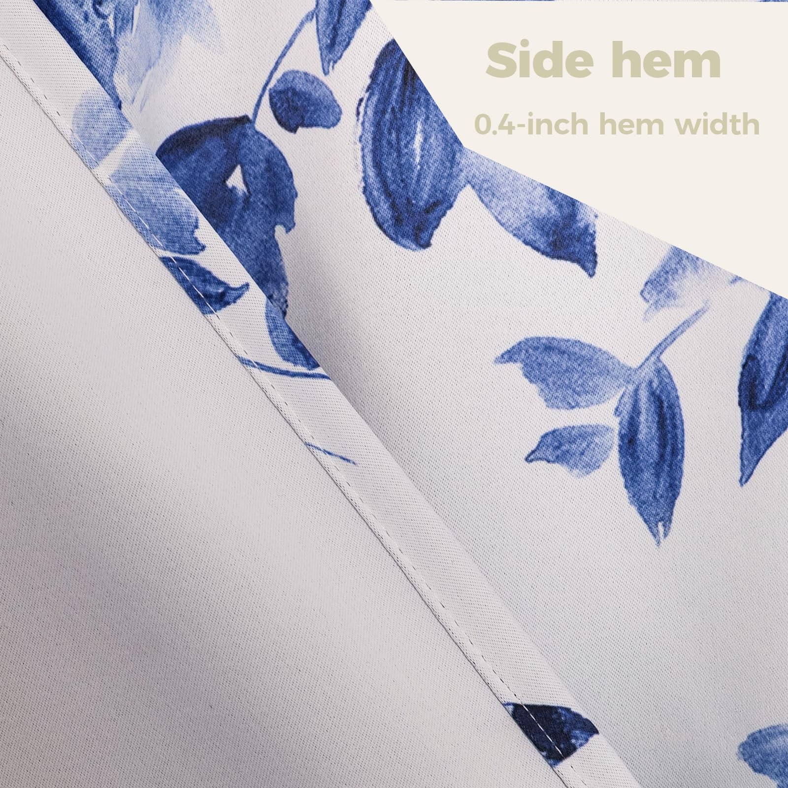 Navy Blue Floral Blackout Curtains, Blue and White Chinoiserie Grommet Curtai…