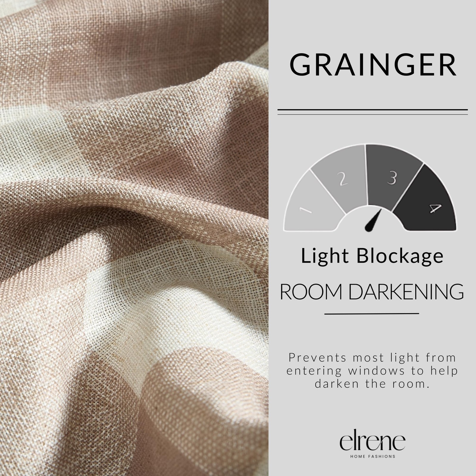 Grainger Buffalo Check Blackout Window Curtain, Linen – 52″ W x 84″ L