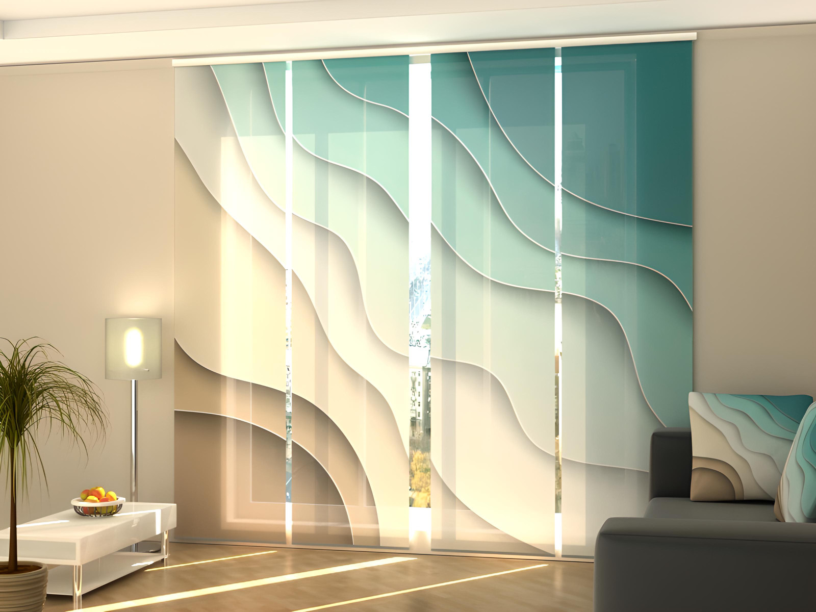 Panel Track Blinds for Sliding Glass Door, any sizes – Abstract Sea and Beach