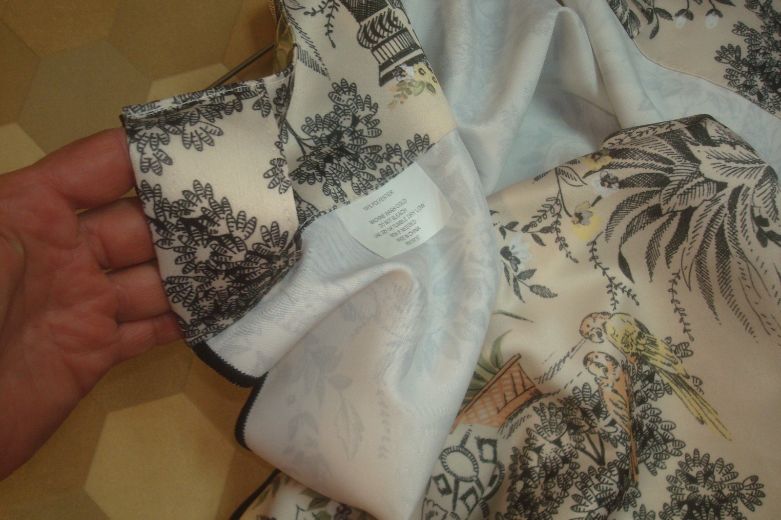 NWT Envogue 2 pc Window Curtains Asian Toile Jungle Tigers Birds ea 37″ x 84″ lg