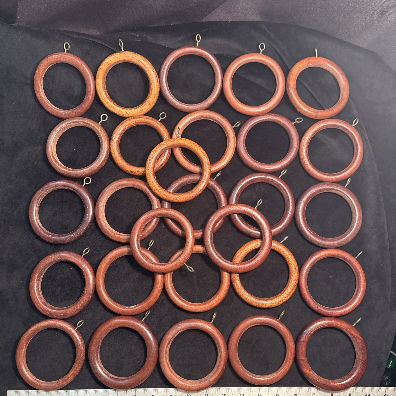Lot 28 Large Drapery Rod Rings w Eyelets 4”& 2.75” Wood Curtain Kirsch? Nice!