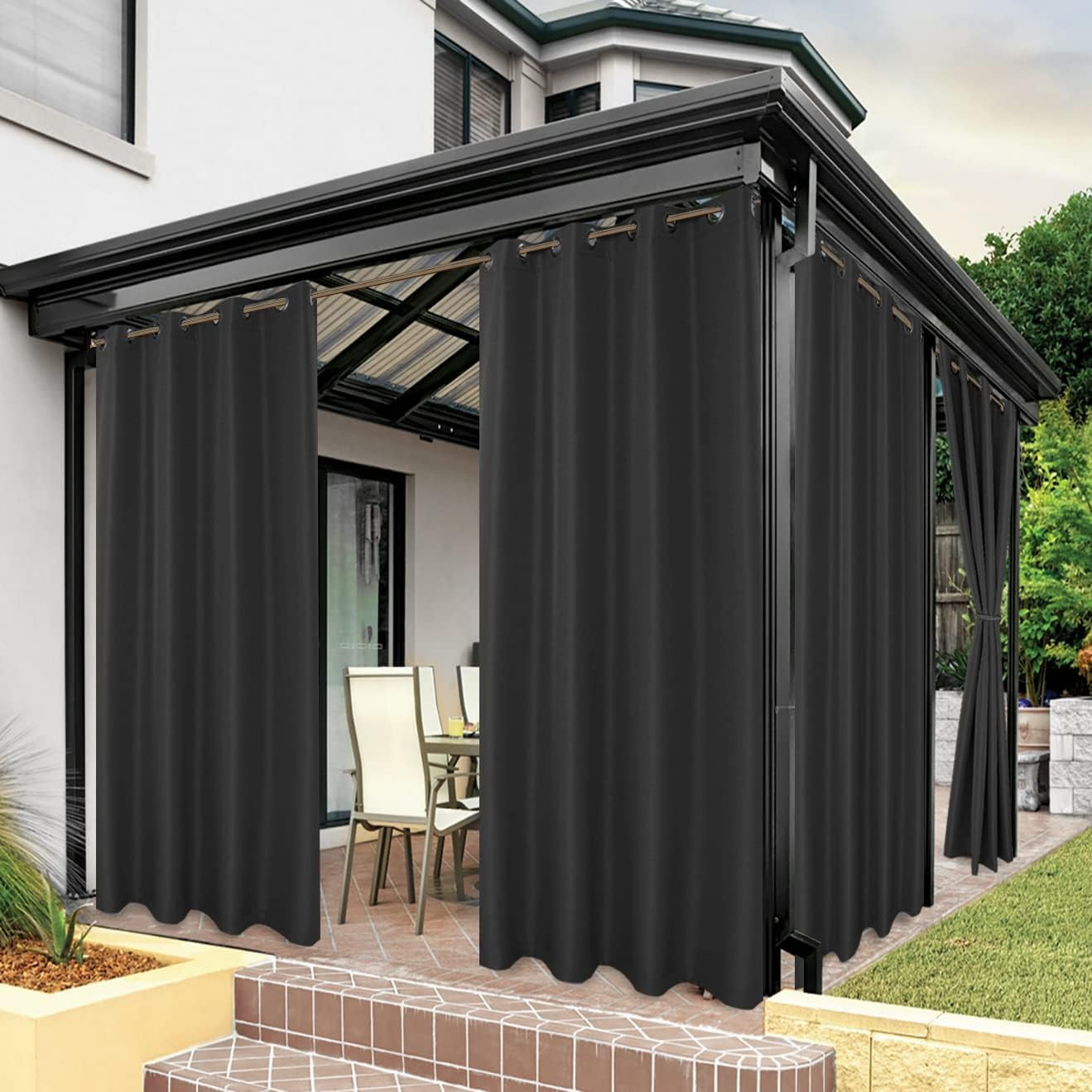 BONZER Outdoor Waterproof Curtains for Patio Privacy Grommet Light Filtering Out