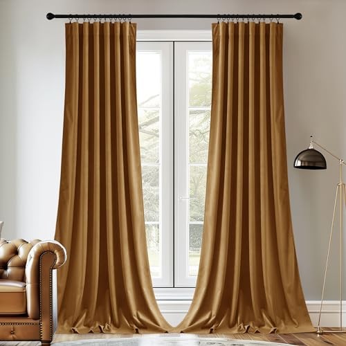 Gold Curtains with Back Tab & Hook Belt, 52″W x 84″L (Pack of 2) Mustard Gold