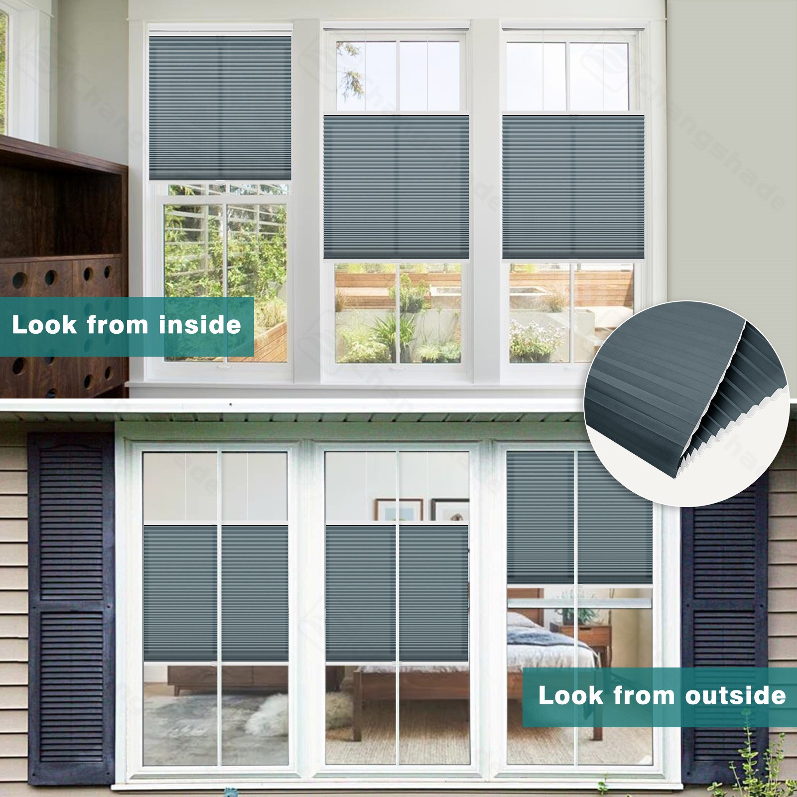 Changshade CUSTOM Cordless Blackout Top-Down Bottom Up Cellular Blinds Honeycomb