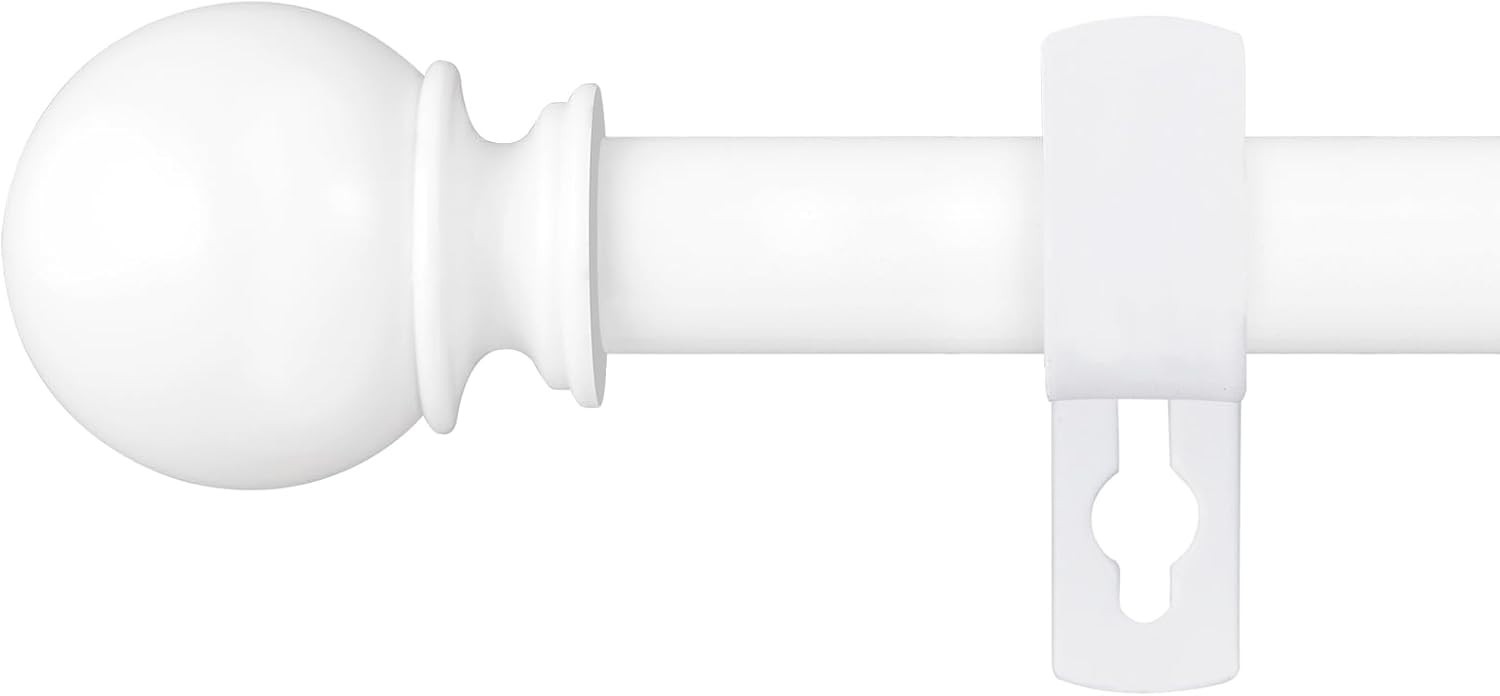 White Curtain Rods for Windows 28 to 48 Inch, 5/8″ Diameter Heavy Duty Metal Spl