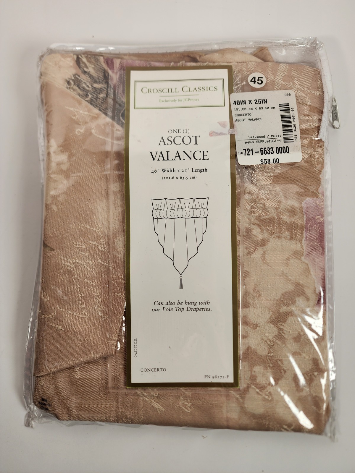 Croscill Classics Ascot Valance Concerto 40″x25″ Style 9322 Curtain Tassel NEW