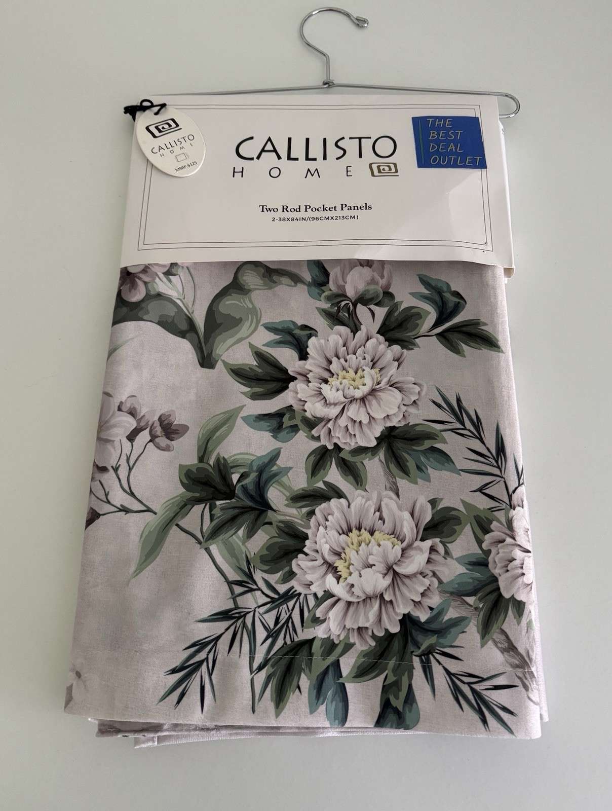 CALLISTO Window Curtains 2 Panels 38 X 84″ Heron Birds Drapers Back Tab Grey