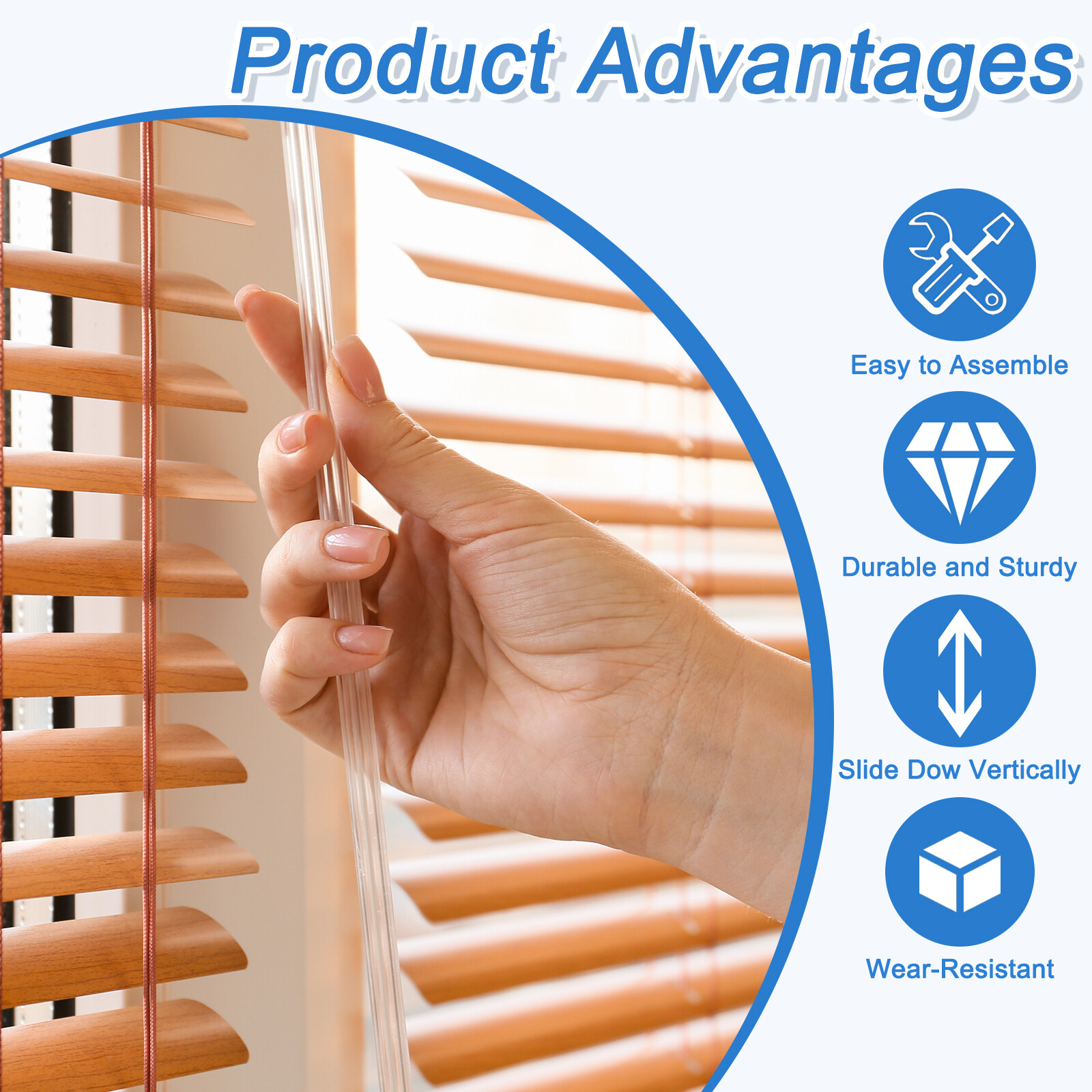 Blind Wand Replacement,3Pcs 24″ Long Plastic Blind Tilt Wand with Hole