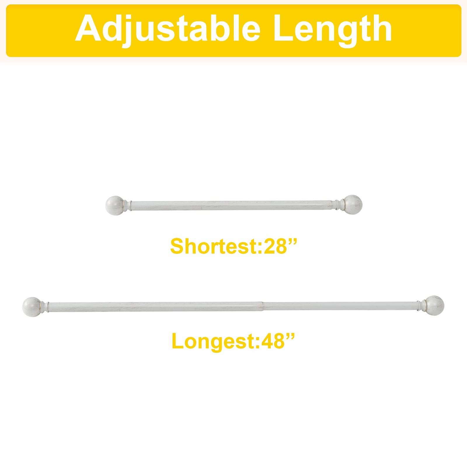 Decorative Single Window Drape Curtain Rod Retro Style 1 1/8 Inch 2848 Inch
