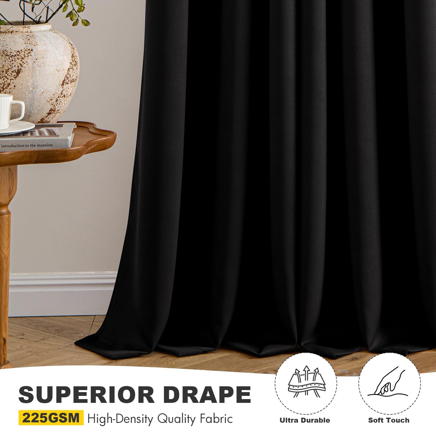 Blackout Curtains 63 Long – Thermal Insulated Room Darkening Drapes, Noise