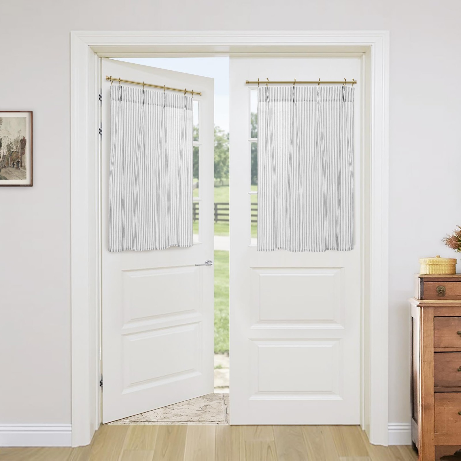 Lino Rosa Door Curtains for Door Window, 2 Pack 40 Inch Length Linen Semi She…
