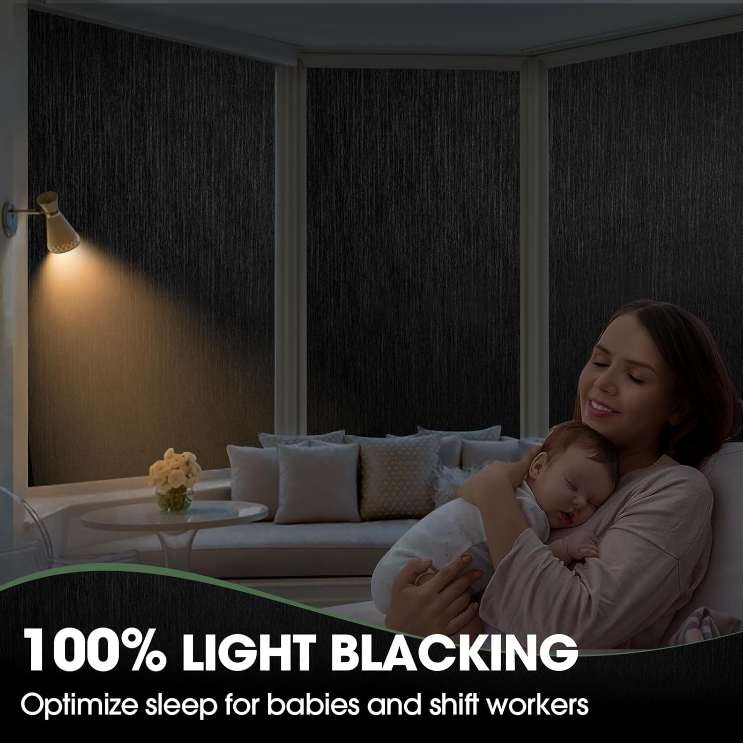 Blackout Window Privacy Film 100% Lighting Blocking Anti UV Removable Frosted