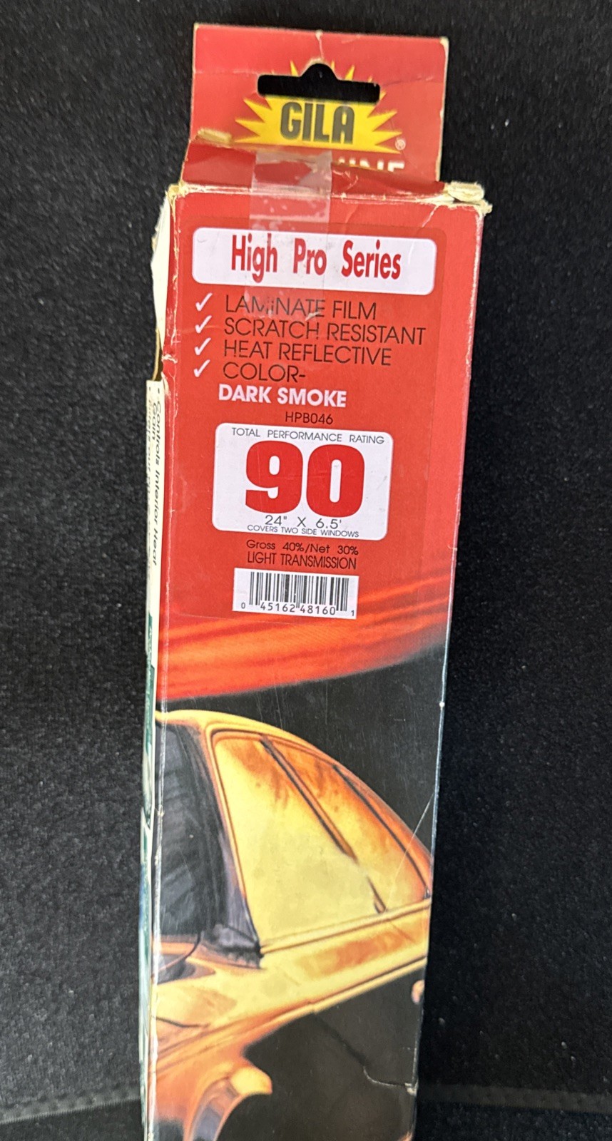 Gila Heat Shield Elite Window Tint High Pro 90% UV Rated 24”X 6.5’ Dark Smoke