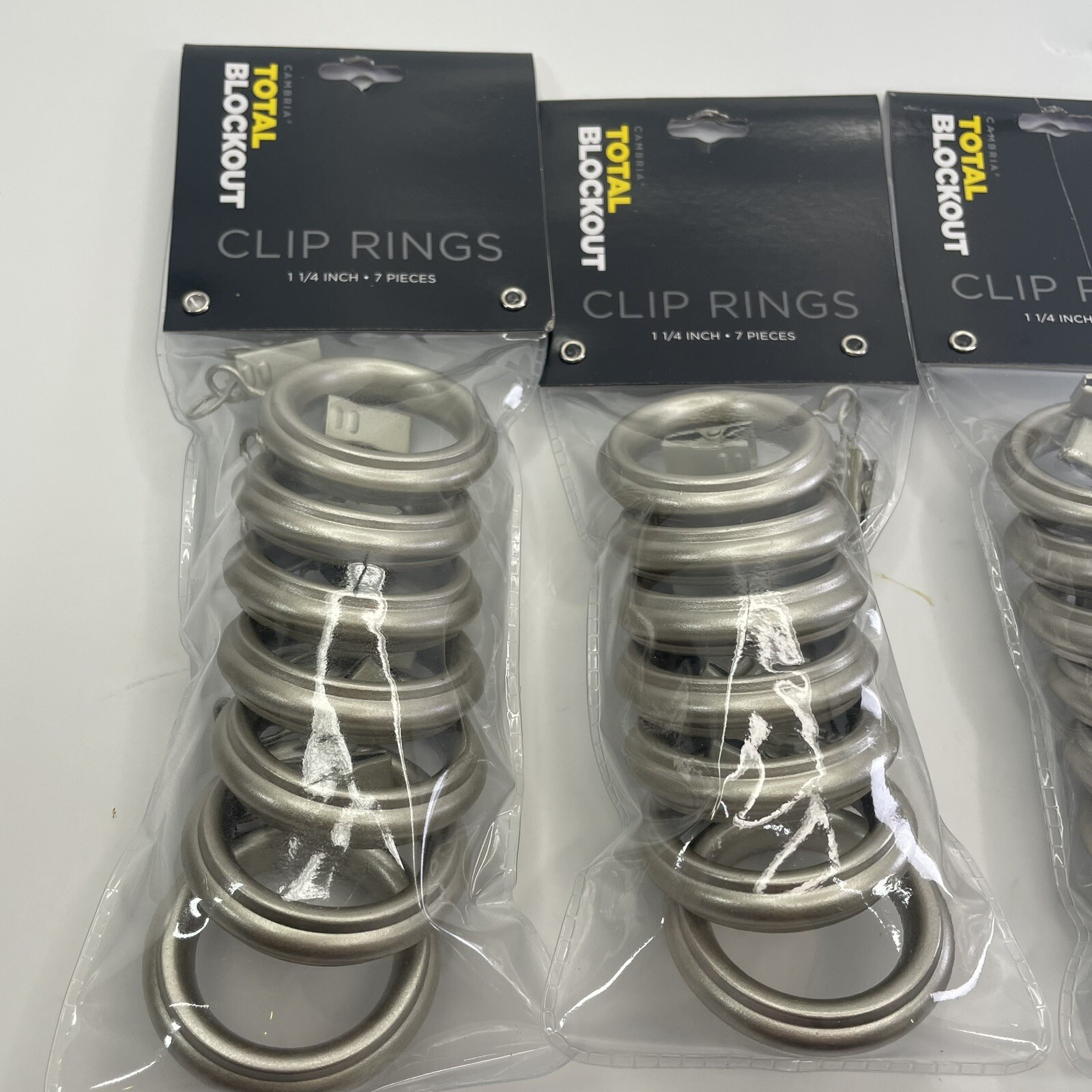 (7-Pk) Total Blockout Clip Rings Brushed Nickel 1 1/4-In Lot Of 3