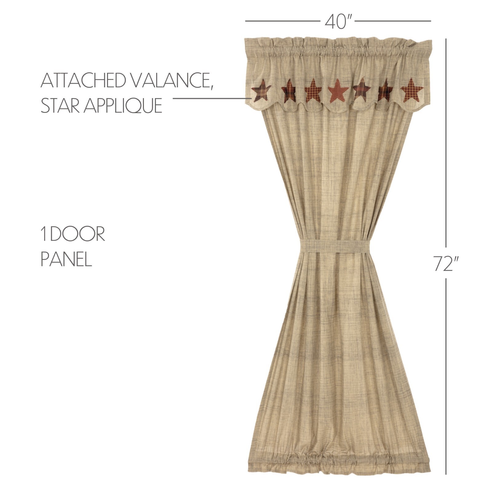 Abilene STAR DOOR PANEL WITH ATTACHED SCALLOPED LAYERED VALANCE 72X40