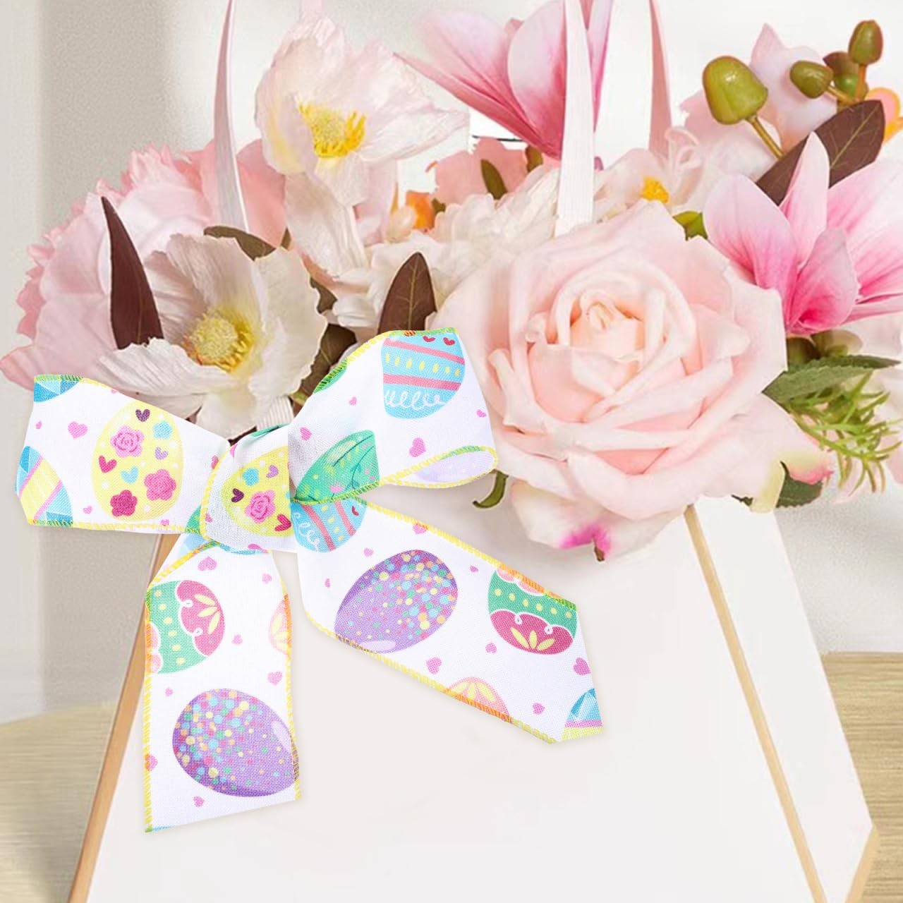 1 Roll Easter Ribbon 5 Yards Grosgrain Wired Gift Wrapping Craft Wreath Bows