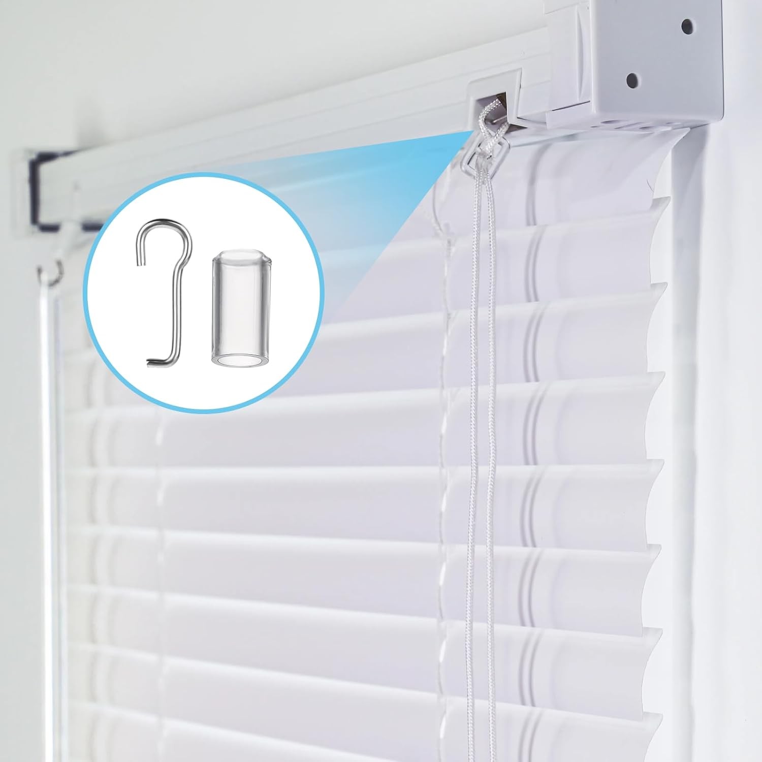 4 Set Horizontal Blinds Replacement Parts with Hook, Wire and Transparent