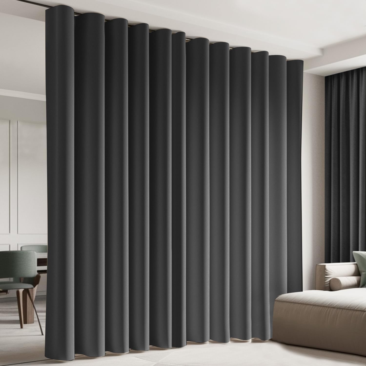 Room Divider Curtains, Blackout Ceiling Track Curtains with Hooks Wall Divide…