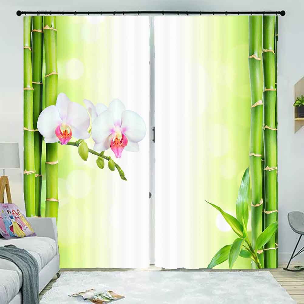 Green Metering Clear 3D Curtain Blockout Photo Printing Curtains Drape Fabric