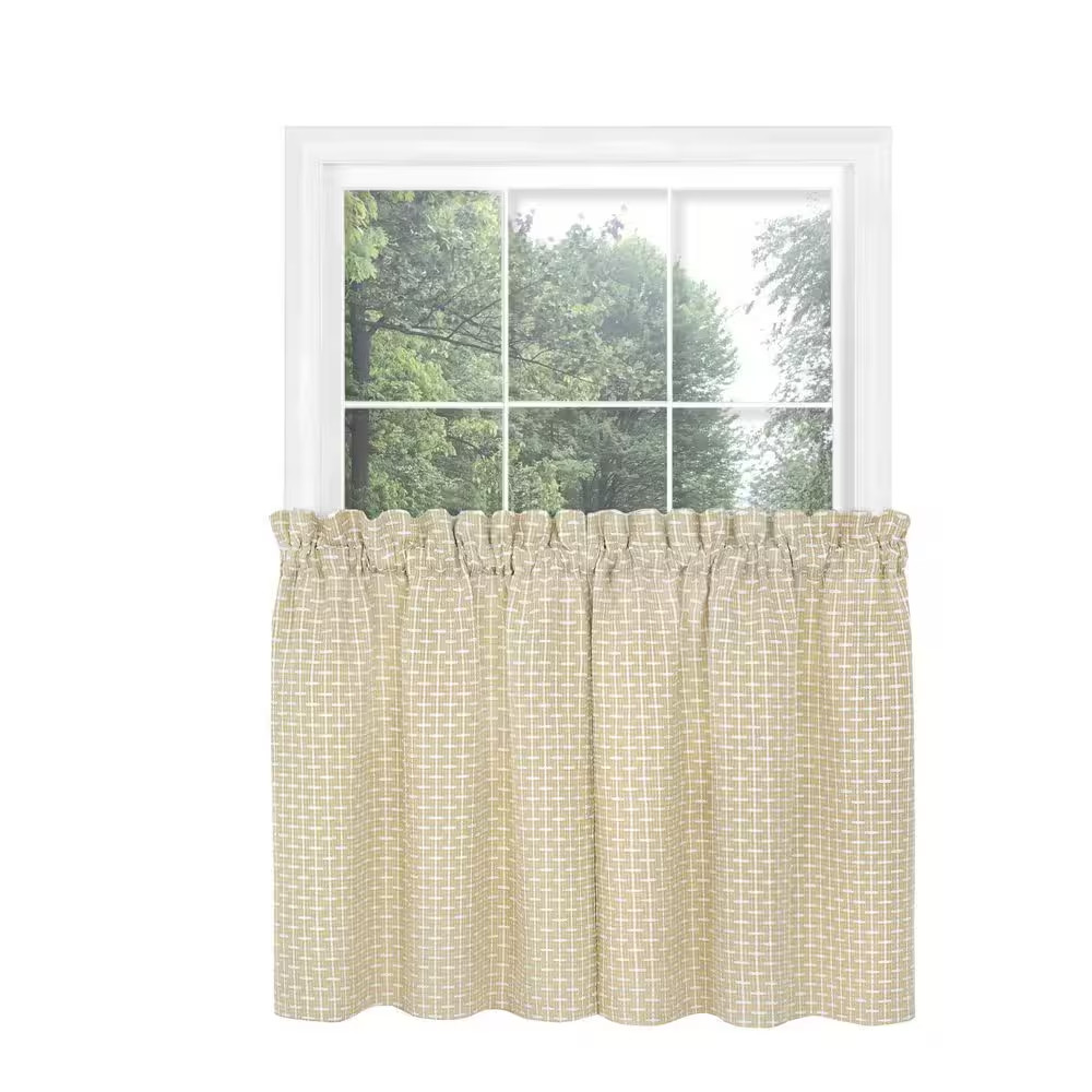 Bedford Light Filtering Window Curtain Tier Pair – 58X24 – Tan