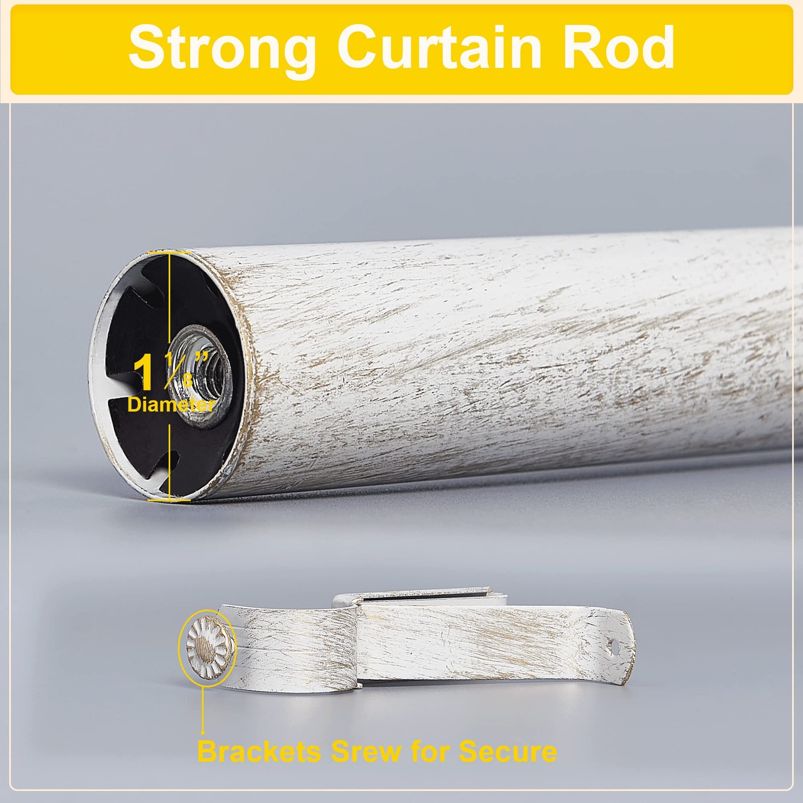 Decorative Single Window Drape Curtain Rod Retro Style 1 1/8 Inch 2848 Inch