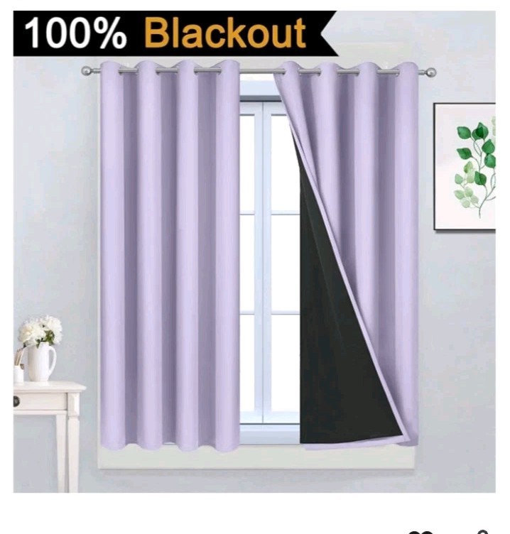 Set of Full Blackout Lilac Curtains/52″ W x 45″ L