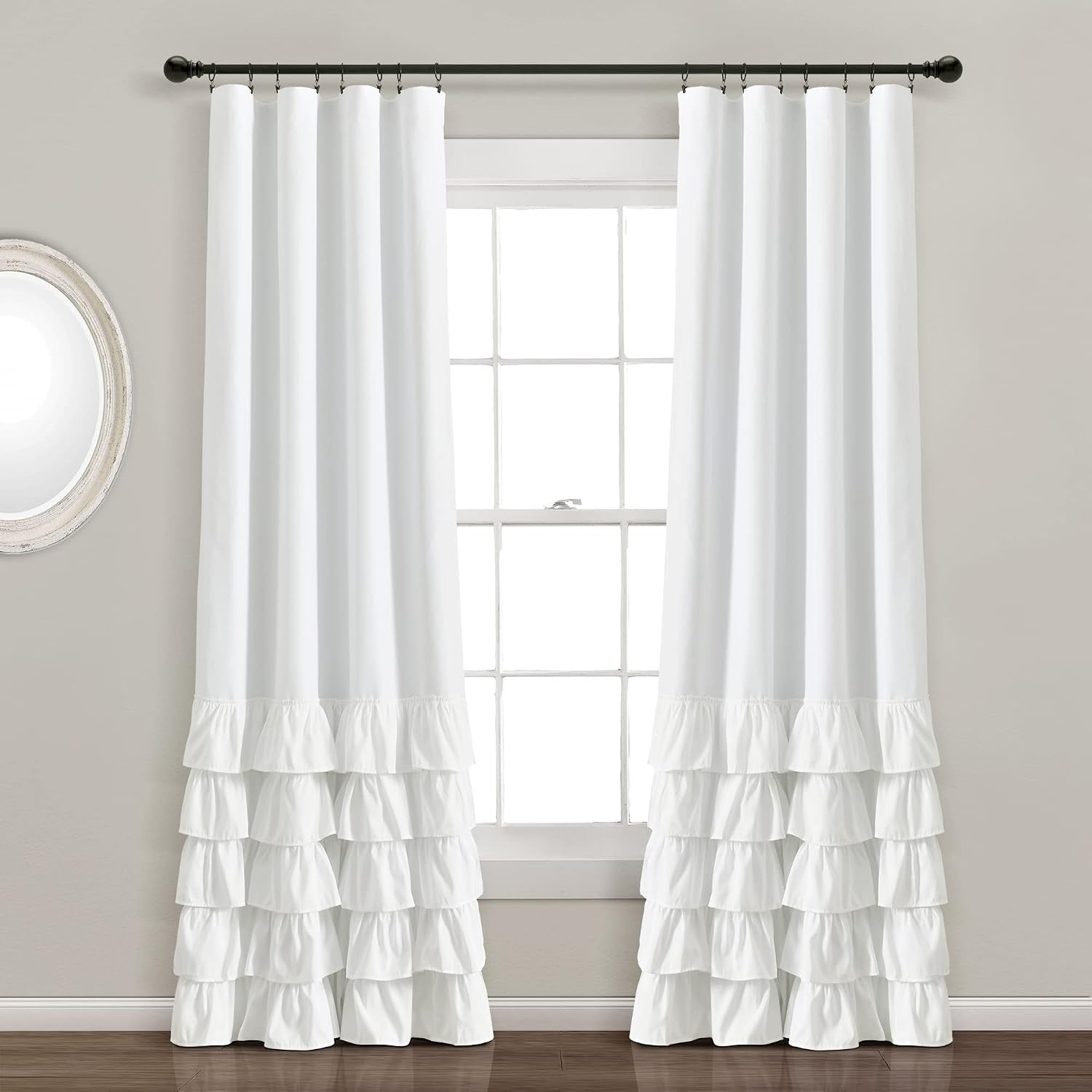 Allison Ruffle Light Filtering Window Curtain Panels Pair 40″ W X 84″ L White –