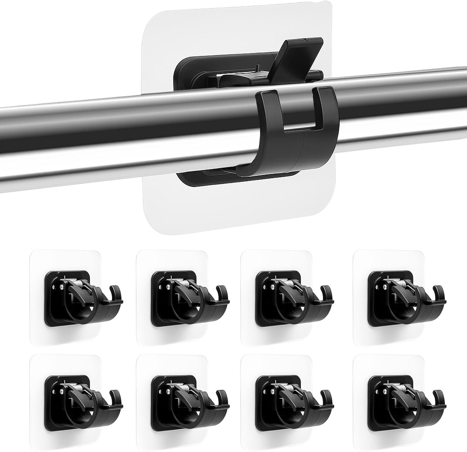 8PCS No Drill Curtain Rod Brackets No Drilling Self Adhesive Curtain Rod Holder
