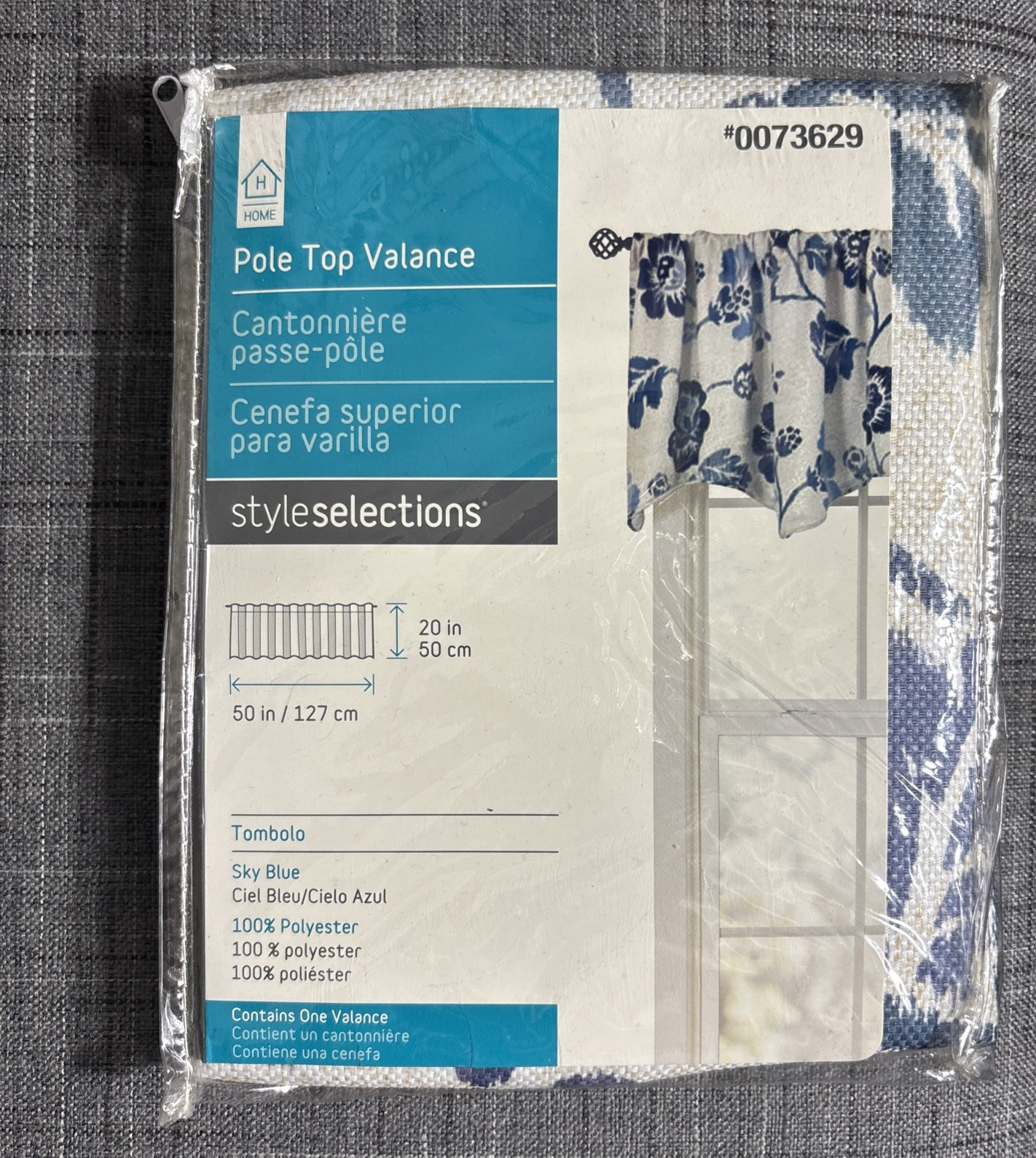 2 Pkg Home Pole Top Valance 50″ x 20″ Window Treatment Sky Blue Decor