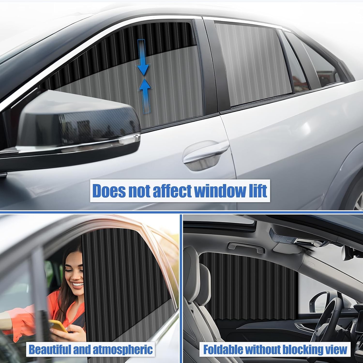 4Pcs Car Window Shades UV Block Privacy Curtains Side Covers Van SUV Truck Black