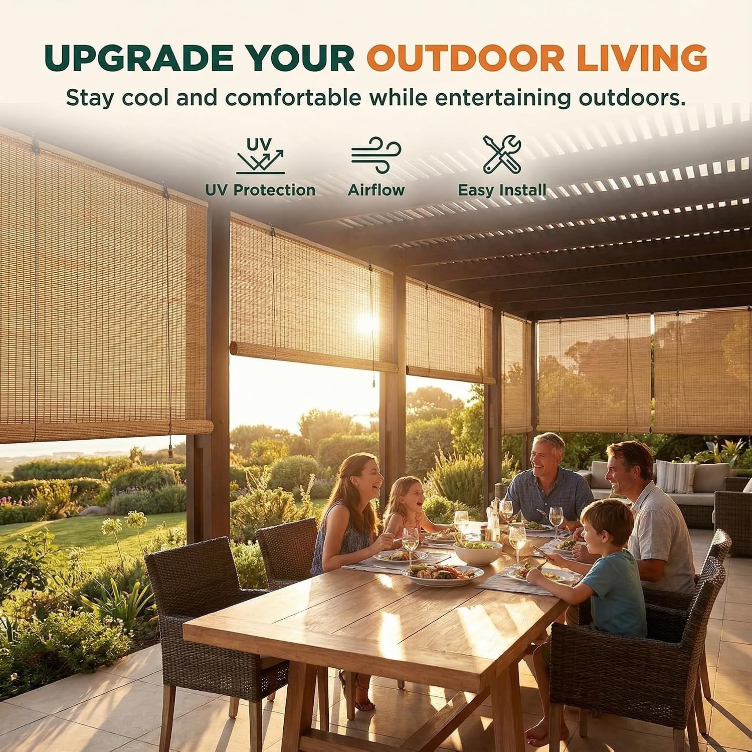 Versatile Bamboo Shades for Indoor & Outdoor Use – Easy to Install and Maintain