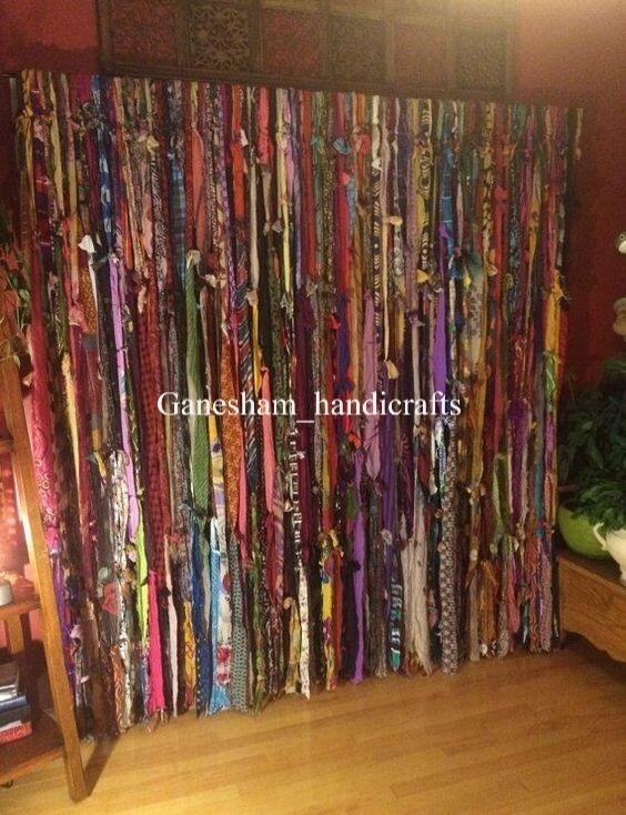 50 Strands, Bohemian gypsy rag Window Bohemian Valance Indian Backdrop curtains