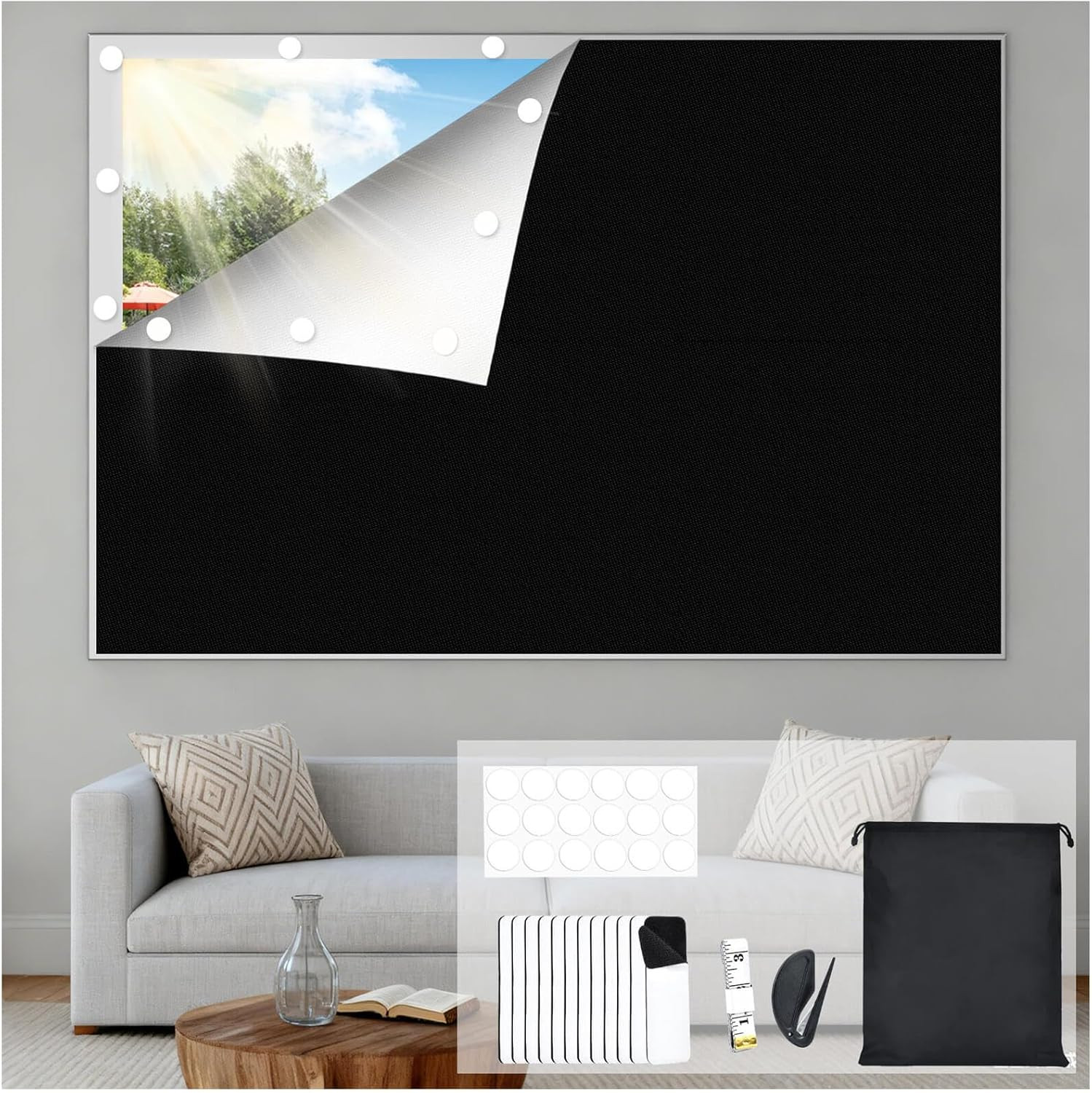 Blackout Curtains for Bedroom, Portable Blackout Window Cover Black Out Shades B