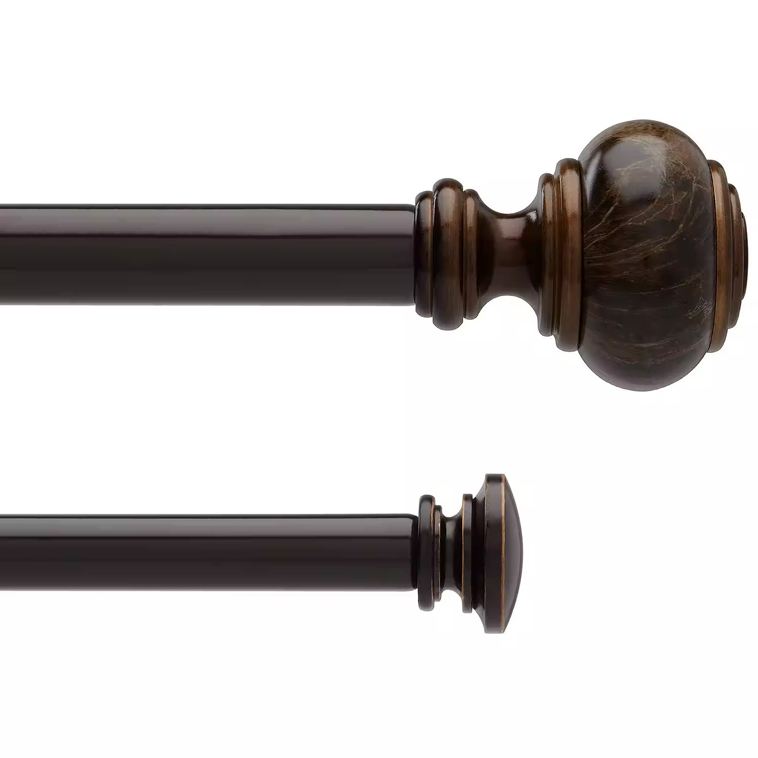 36 – 72 in Liz Claiborne Marble Knob Double Adjustable Curtain Rod – Warm Bronze