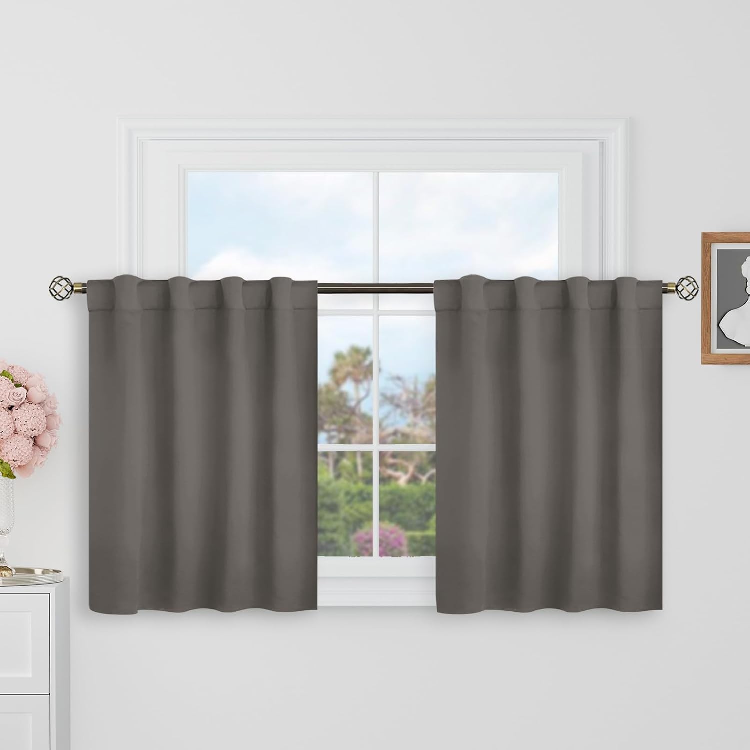 Short Blackout Curtains 30 Inch Length for Small Windows -34 x 30 inch Curtains