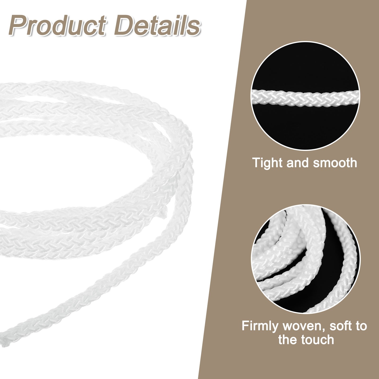 3Pcs Cord Loop for Window Shades, 3.5mm 3Ft Window Blind Looped String, Beige