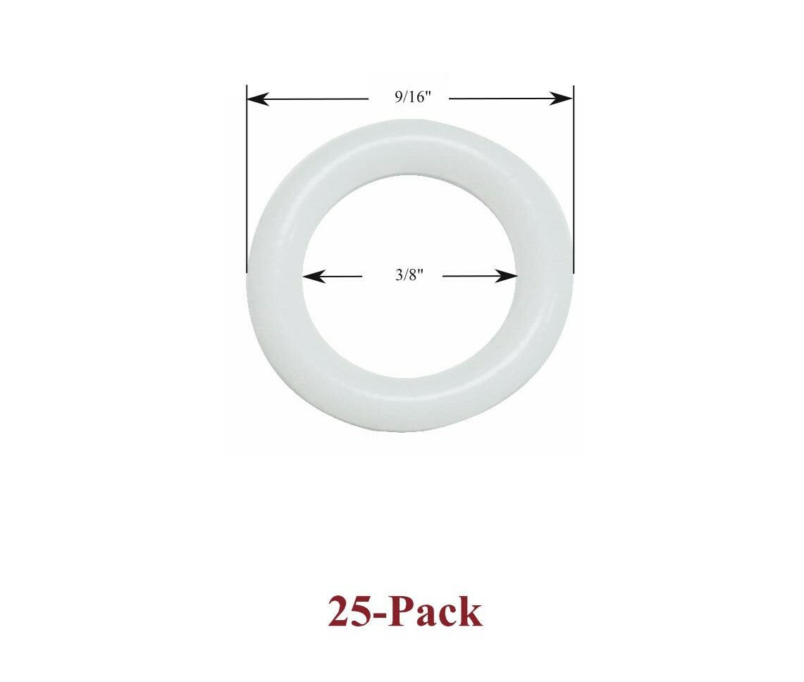3/8″ Sew-On WHITE Plastic CORD GUIDE RINGS for Roman Shades (25-Pack)