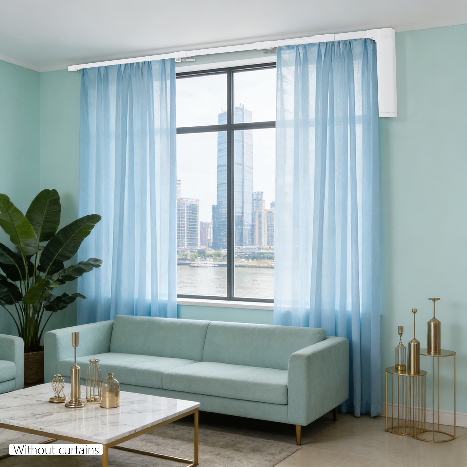 Electric Curtain Rail with Remote Control Aluminum Alloy Motorized Curtain Track