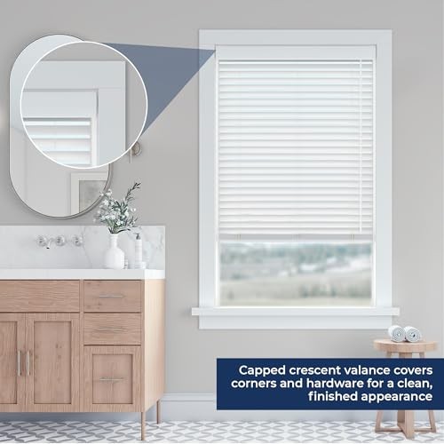 Basics Cordless Light Filtering Faux Wood Blinds, Easy to Install 35″W x 64″H