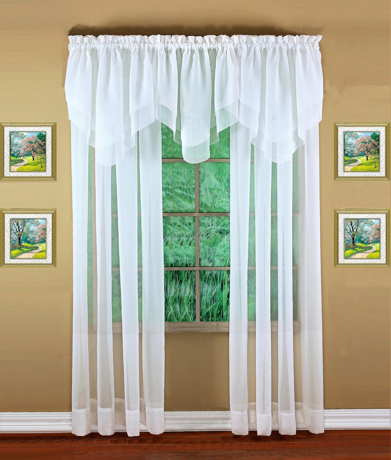 Emelia Premium Voile Sheer Curtain 40 x 25 Inch White Luxury Soft 100 Polyester