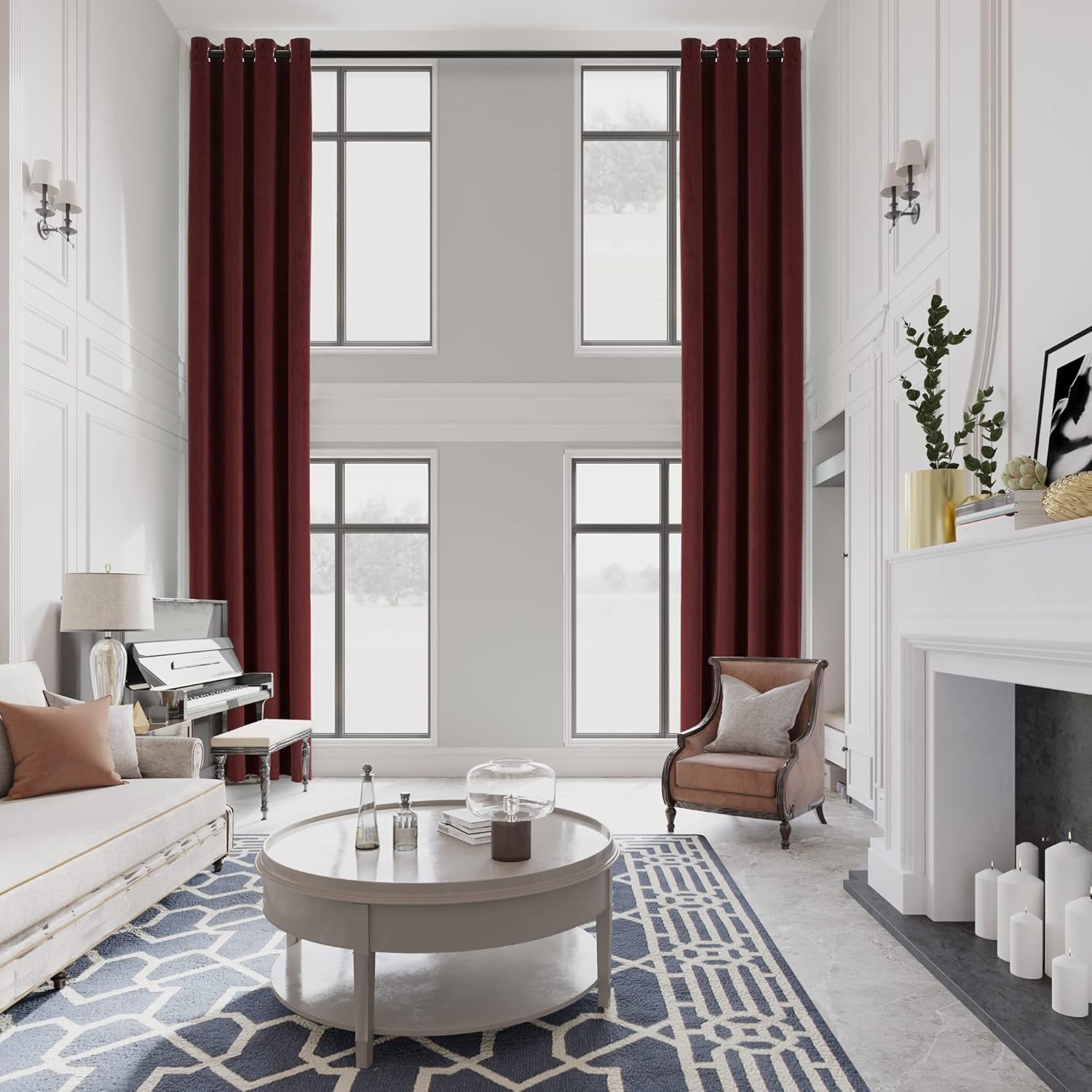 Elegant Velvet Blackout Curtains – Thermal Insulated 52″ W X 144″ L (Burgundy)